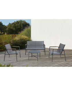 Domo Mea Salotto da Giardino Best Grey Grigio Scuro con Divano e Poltrone