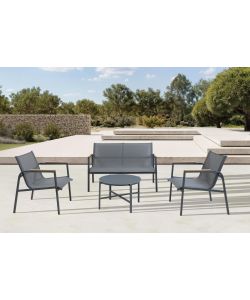 Domo Mea Salotto da Giardino Best Grey Grigio Scuro con Divano e Poltrone