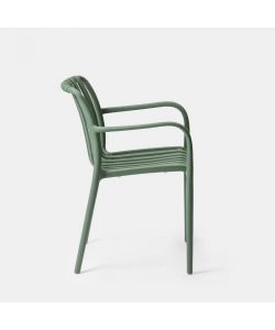 Domo Mea Sedia da giardino Breeze Verde Salvia con braccioli in Polipropilene