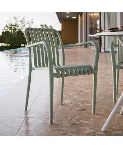 Domo Mea Sedia da giardino Breeze Verde Salvia con braccioli in Polipropilene