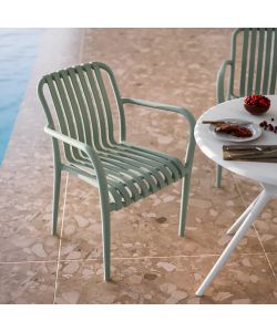 Domo Mea Sedia da giardino Breeze Verde Salvia con braccioli in Polipropilene