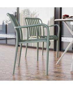 Domo Mea Sedia da giardino Breeze Verde Salvia con braccioli in Polipropilene