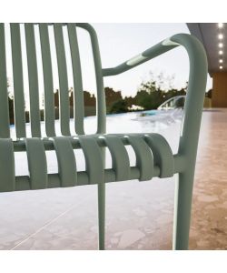 Domo Mea Sedia da giardino Breeze Verde Salvia con braccioli in Polipropilene