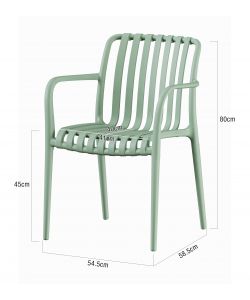 Domo Mea Sedia da giardino Breeze Verde Salvia con braccioli in Polipropilene