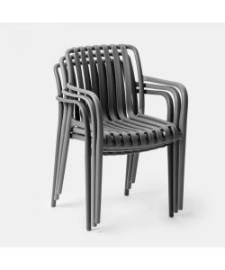 Domo Mea Sedia da giardino Breeze Verde Salvia con braccioli in Polipropilene