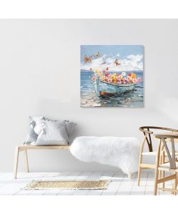 Domo Mea Dipinto Decorativo su Tela - Barca - 50 x 50 cm