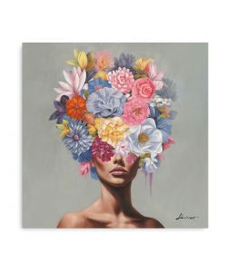 Domo Mea Dipinto Decorativo su Tela - Ragazza Floreale - 50 x 50 cm