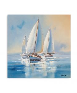 Domo Mea Dipinto Decorativo su Tela - Barca a Vela - 30 x 30 cm