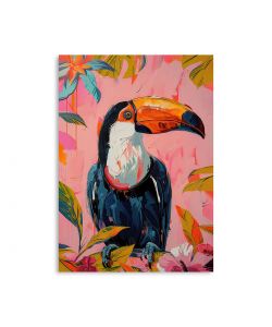 Domo Mea Dipinto Decorativo su Tela - Tucano Rosa - 50 x 70 cm
