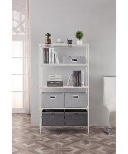 Domo Mea Scaffale Bianco 5 Ripiani in Legno - 40x80x180cm