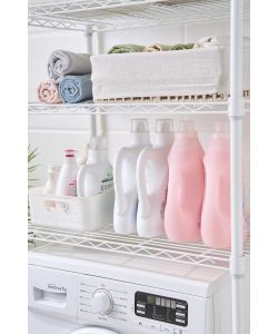 Domo Mea Scaffale Lavanderia Bianco 4 Ripiani 45x75x180 cm per Casa e Ufficio