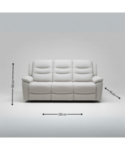 Domo Mea Divano Comfort Reclinabile 3 Posti Greige 205x95x103 cm