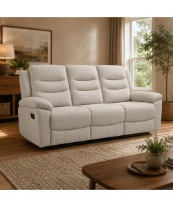 Divano 3 Posti Reclinabile in Tessuto Idrorepellente Greige 205x95x103 cm - Domo Mea