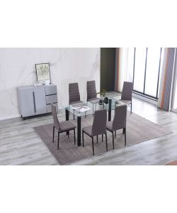 Domo Mea Set Avatar Tavolo in Vetro e 6 Sedie - Grigio