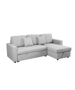 Domo Mea Divano letto angolare Aura per soggiorno in Tessuto Grigio