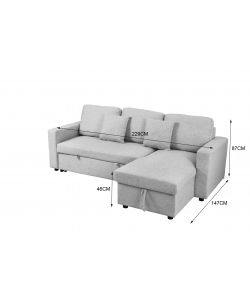 Domo Mea Divano letto angolare Aura per soggiorno in Tessuto Grigio