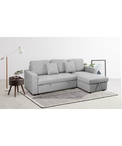 Domo Mea Divano letto angolare Aura per soggiorno in Tessuto Grigio