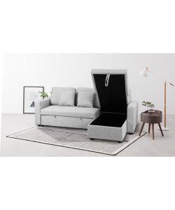 Domo Mea Divano letto angolare Aura per soggiorno in Tessuto Grigio