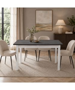Domo Mea Tavolo da Pranzo Allungabile Antracite e Bianco 118x74xH73cm