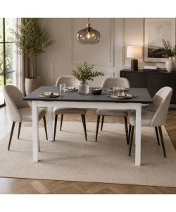 Domo Mea Tavolo da Pranzo Allungabile Antracite e Bianco 118x74xH73cm