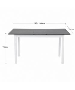 Domo Mea Tavolo da Pranzo Allungabile Antracite e Bianco 118x74xH73cm
