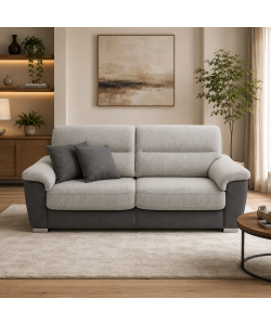 Divano Flora 3 posti Grigio Chiaro Antracite 210x97x95 cm
