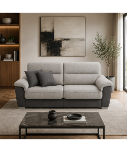 Divano Flora 3 posti Grigio Chiaro Antracite 210x97x95 cm