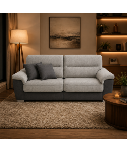 Divano Flora 3 posti Grigio Chiaro Antracite 210x97x95 cm