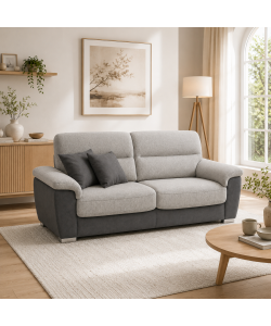 Divano Flora 3 posti Grigio Chiaro Antracite 210x97x95 cm