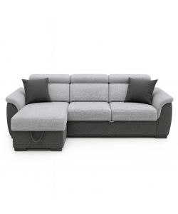 Domo Mea Divano Angolare Tony Grigio 3 Posti con Penisola Contenitore 226x175 cm