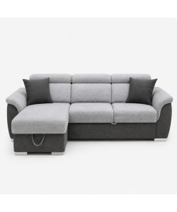 Domo Mea Divano Angolare Tony Grigio 3 Posti con Penisola Contenitore 226x175 cm