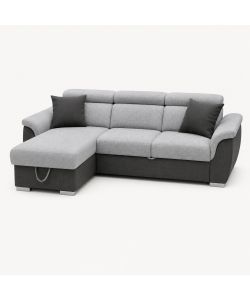 Domo Mea Divano Angolare Tony Grigio 3 Posti con Penisola Contenitore 226x175 cm