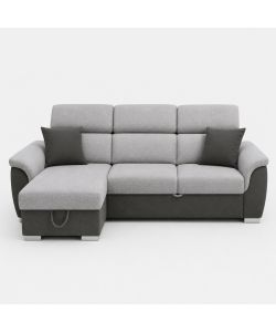 Domo Mea Divano Angolare Tony Grigio 3 Posti con Penisola Contenitore 226x175 cm