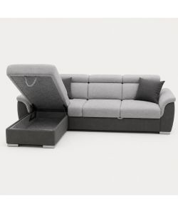 Domo Mea Divano Angolare Tony Grigio 3 Posti con Penisola Contenitore 226x175 cm