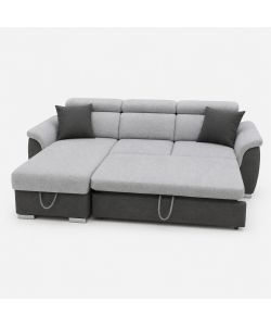 Domo Mea Divano Angolare Tony Grigio 3 Posti con Penisola Contenitore 226x175 cm