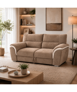 Divano 3 Posti Estraibile Colore Teak e Beige 207x90/160 cm Domo Mea - Mikaela