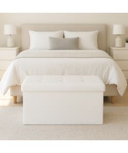Domo Mea Pouf Contenitore Pieghevole Salvaspazio Bianco - 76x38x38 cm