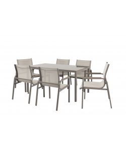 Domo Mea Set Pranzo Best Sand - Tavolo 150x90 cm e 6 Sedie Sabbia