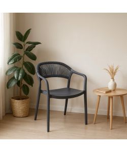 Sedia da Giardino in Polipropilene Antracite per Esterni 54x56,5x77 cm - Janas Domo Mea