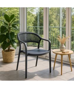 Sedia da Giardino in Polipropilene Antracite per Esterni 54x56,5x77 cm - Janas Domo Mea