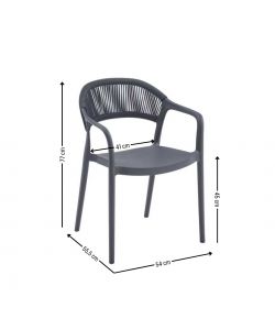 Sedia da Giardino in Polipropilene Antracite per Esterni 54x56,5x77 cm - Janas Domo Mea