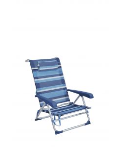 Spiaggina Pieghevole in Alluminio a 8 Posizioni - Fantasia Righe Blu