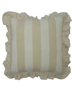 DOMO MEA Cuscino 45x45cm Beige con Righe in Cotone e Zip