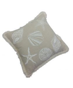 Domo Mea Cuscino decorativo beige 45x45 cm conchiglie e frange