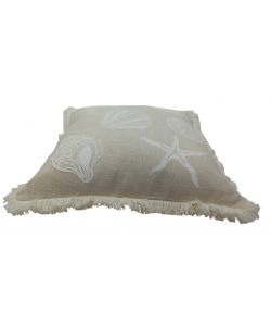 Domo Mea Cuscino decorativo beige 45x45 cm conchiglie e frange