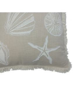 Domo Mea Cuscino decorativo beige 45x45 cm conchiglie e frange