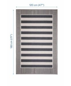 Domo Mea Tappeto da Esterno Rigato Nero e Bianco 120x180 cm Resistente