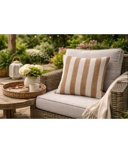 Domo Mea Cuscino Decorativo Beige 45x45 cm Rigato Sfoderabile Outdoor