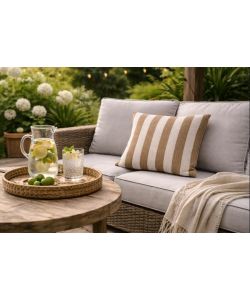 Domo Mea Cuscino Decorativo Beige 45x45 cm Rigato Sfoderabile Outdoor