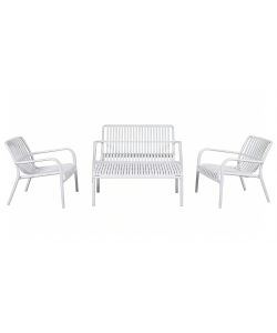 Domo Mea Set Breeze Salotto da Giardino Bianco - Divanetto, Tavolino, 2 Sedie